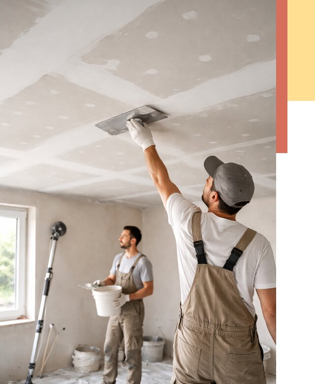 Шпаклевка потолка из гипсокартона в октябрьском от 3314 руб./м2 — услуги под ключ | ОТДЕЛОЧНИК-Ктб