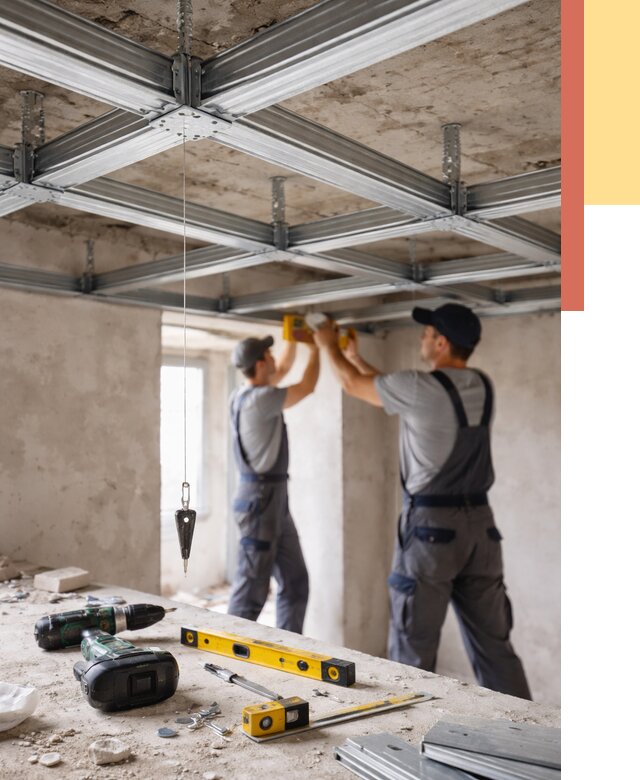 Монтаж каркаса потолка из профиля в октябрьском от 4661 руб. — услуги ОТДЕЛОЧНИК-Ктб