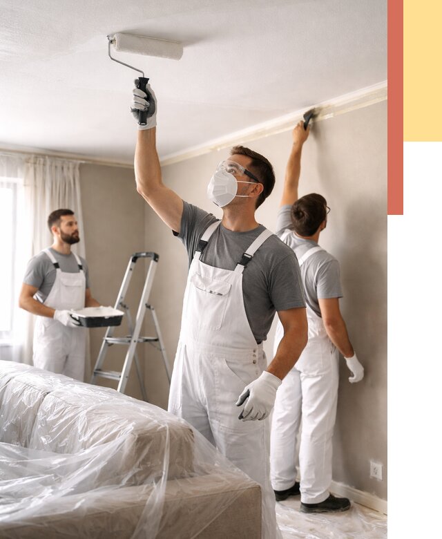 Покраска потолка водоэмельсионной краской в октябрьском от 2279 руб/м² — услуги под ключ | ОТДЕЛОЧНИК-Ктб