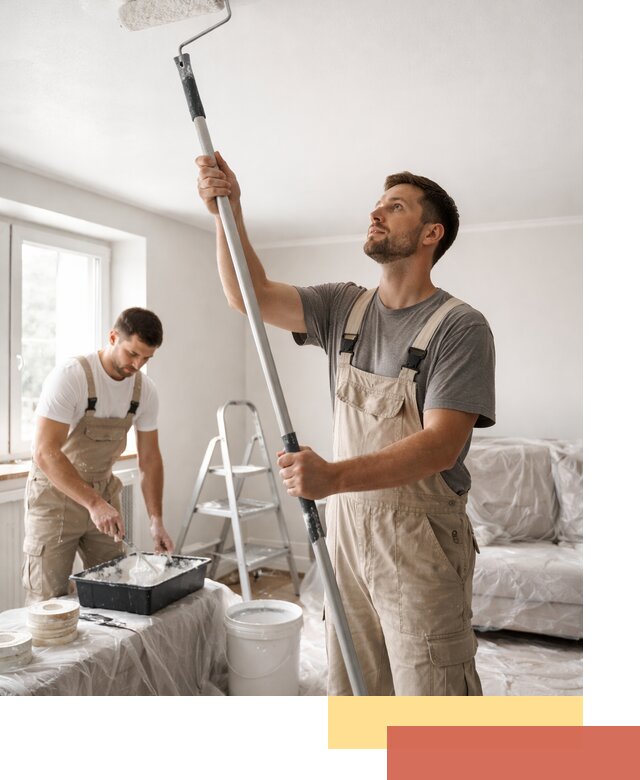 Покраска потолка водоэмульсионной краской в октябрьском