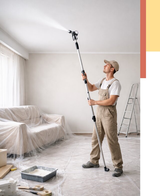 Покраска потолка краскопультом в октябрьском от 4661 руб. быстро и недорого | ОТДЕЛОЧНИК-Ктб