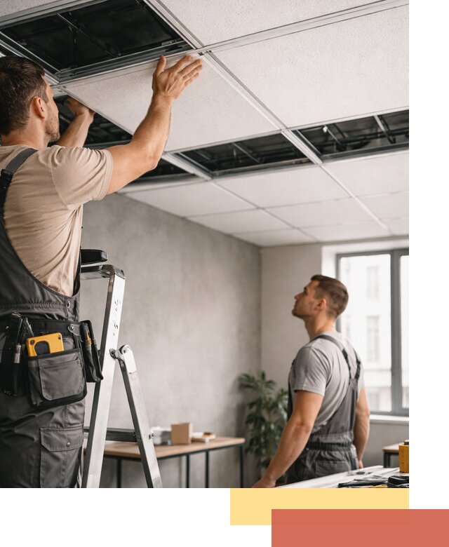 Монтаж потолочной плитки в октябрьском качественно и в срок