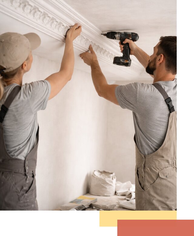 Профессиональный монтаж лепнины на потолок в октябрьском