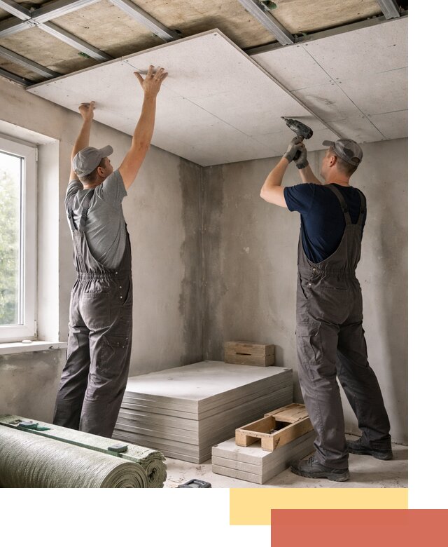 Шумоизоляция потолка панелями ЗИПС в октябрьском